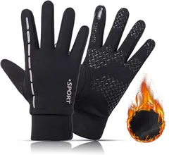 nightbaby 防寒手袋 ランニンググローブタッチパネル対応 メンズ レディース スキー サッカー ジュニア 防風 保温 防撥水 スノー手袋 自転車グローブ 登山 サイクル スポーツ 裏起毛・撥水加工・滑り止め・耐磨耗性(ブラック,  M)