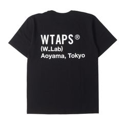 新品同様 WTAPS ダブルタップス Tシャツ サイズ:S 22SS (W_Lab) 青山限定 ブランドロゴ クルーネック 半袖Tシャツ ブラック 黒 トップス カットソー【メンズ】
