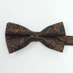 蝶ネクタイ　ペイズリー　ブラック　ブロンズ　結婚式　新郎新婦　タキシード