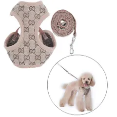 新品 犬ハーネスメッシュ小中型犬ナイロンペ ット胴輪 通気可調節猫用首輪かわいい 犬用ハーネスナイロン、子犬用調整可能なソフトメッシュベストハーネスリードセット YANW (Color : Camel Size : M)