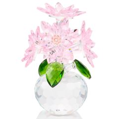 Kertari K9 クリスタルフラワー 蓮の花 置物 枯れない花 造花 花束 オシャレ インテリア 蓮 ガラス細工 飾り 小物 お祝い 母親 誕生日 クリスマス 母の日 結婚記念日 退職祝い プレゼント 女性 人気 妻へ 彼女への贈り物 - ピンク