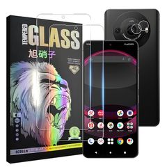 AQUOS R8 Pro SH-51D フィルム 【2+2枚セット- AGC旭硝子素材】 aquos r8 pro ガラスフイルム 【2枚】+ レンズフィルム 【2枚】 アクオス R8 Pro 液晶保護フィルム さらさら 強化ガラス 液晶 ガラス レンズ保 1