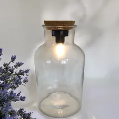ガラスボトル　LED   電球付き　フラワーベース