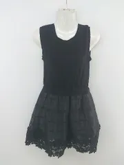◇ Rirandture ニット 切替 デザインレース ノースリーブ ミニ ワンピース サイズ1 ブラック レディース P  【中古】 【1212020002424】