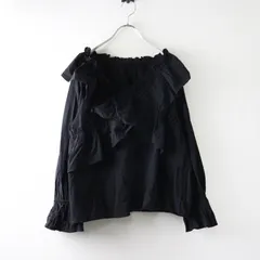 ローリーズファーム LOWRYS FARM  フリルクロスギャザーブラウス F/ブラック トップス Vネック【2400014497670】