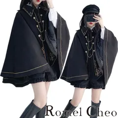 RomelCheo ダークナイト刺繍ケープコート マントコート ジャケット ケープ マント ポンチョ アウター Aライン 長袖 羽織り レディース 黒 エレガント きれいめ ダークレトロ ゴスロリ レディース 個性的 原宿系 青文字系 カジュアル ロメルチェオ