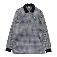 サイズ：LL LECOQ GOLF ルコックゴルフ  長袖ポロシャツ 千鳥柄 ブラック系 [240101317173]# ゴルフウェア メンズ ストスト
