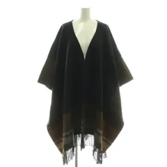 バビロン BABYLONE ビッグチェックポンチョ フリンジ F 紺 ネイビー 茶 ブラウン /AT ■OSのサムネイル