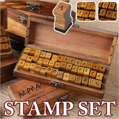 ☆ スタンプセット pmystamp002 スタンプ アルファベット スタンプセット はんこ ハンコ ミニスタンプ 木箱 木製 英字 小文字 記号 おしゃれ シンプル イニシャル 名前 なまえ レトロ アンティーク 文具 文房具 デザインスタンプ