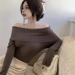 リブニット 長袖 レディース オフショルダー ニットセーター オフィス トップス 肩だし 秋 冬 春 長袖ニット スリム フィット ニット 大人 20代 30代 40代 50代 韓国ファッシ お洒落 可愛いmkxz177