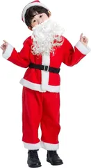 CHOOSEWAY サンタ 衣装 子供 コスチューム コスプレ 仮装 キッズサンタ 帽子付き サンタひげ付き( 90)