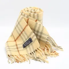 美品 バーバリー マフラー ベージュ チェック柄 カシミヤ100％ メンズ/レディース OKZ 2000000 NSK