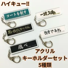 j149【新品・未使用品】ハイキュー!! アクリルキーホルダー 5種類セット 「飛べ」烏野高校 「コートを制す」青葉城西高校 「強者であれ」白鳥沢学園高校 「思い出なんかいらん」稲荷崎高校 「一球入魂」梟谷学園高校 日向翔陽 影山飛雄 横断幕 メッセージ