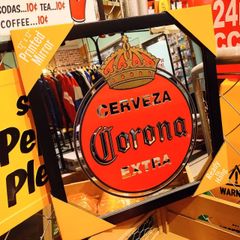 ガレージ・パブミラー◆コロナビール/ヴィンテージロゴ◆アメリカン　ダイナー　看板