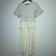 【211745】UNDER COVER アンダー カバー  *GU　ジーユー ウエストレース切替　異素材　プリーツワンピース マキシ丈  ・ アイボリー/オフホワイト