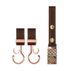 e.x.p.japon 2点セット バギーフック&シューズクリップ PKG-合皮ブラウン 360度回転式 ベビーカーフック b-bhsc07