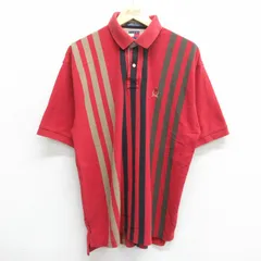 L/古着 トミーヒルフィガー 半袖 ブランド ポロ シャツ メンズ 90s ワンポイントロゴ 鹿の子 コットン 赤他 レッド 24mar30 中古 トップス