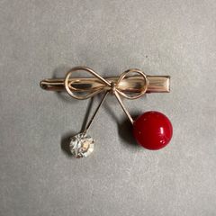 ヘアクリップ さくらんぼ リボン