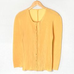 ☆☆ISSEY MIYAKE イッセイミヤケ PLEATS PLEASE プリーツカーディガン 長袖 PP21-FO109 イエロー サイズ 3 レディース