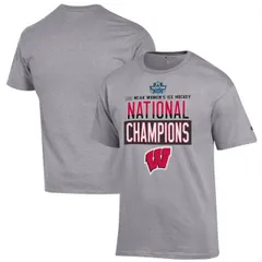 【送料無料】 チャンピオン メンズ Tシャツ トップス Men's Champion Gray Wisconsin Badgers 2025 NCAA Frozen Four Women's Ice Hockey Tournament Champions Lo