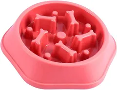 KOUKOA ペットボウル 早食い防止 食器 健康管理 肥満防止 ゆっくりフードボウル スローフード 中型犬 大型犬( ピンク)