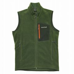 美品 モンベル Montbell クリマプラス100 ジップアップ フリース ベスト ジャケット CLIMAPLUS アウトドア 1106603 サイズS カーキ グリーン オレンジ メンズ/2