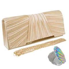 [masamilk] パーティバッグ 結婚式 2way 鏡付き ショルダーバッグ クラッチバッグ レディース (ベージュ) [ベージュ]