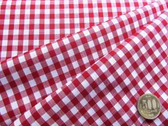 約110×50 1002-Ｒ ギンガムチェック 中格子 赤 生地 布 はぎれ おしゃれ