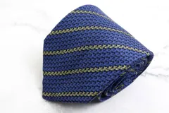 ランセル ブランドネクタイ ストライプ柄 幾何学模様 シルク メンズ ブルー LANCEL 【中古】