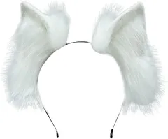 COZENTA 猫耳 カチューシャ コスプレ ハロウィン 狐耳 ケモ耳 アクセサリー(ホワイト)