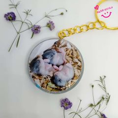 【１点限り】【おまけ付き】レジンキーホルダー 写真入り ハンドメイド ハムスターといっしょ ベビハム(こきち♂兄弟姉妹)バージョン