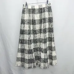 ◇ ⊇ Reflect リフレクト チェック柄 ロング丈 フレア スカート サイズ7 ホワイト ブラック レディース E  【1411280006559】