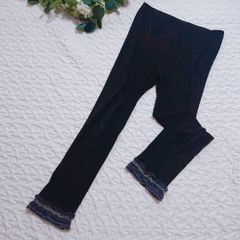 《axes femme》アクシーズファム（M）ブラック裾レーススパッツレギンス