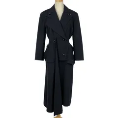 ヨウジヤマモト Yohji Yamamoto デザイン ロング コート ボタン アシンメトリー アウター その他コート 毛 ブラック レディース 【中古】のサムネイル