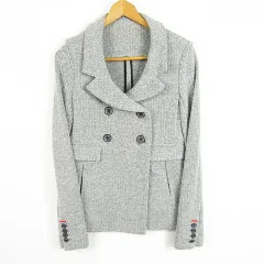 ダブルスタンダードクロージング ダブスタ DOUBLE STANDARD CLOTHING ジャケット コート ダブル 毛 レーヨン 38 グレー ヘリンボーン kz9719のサムネイル