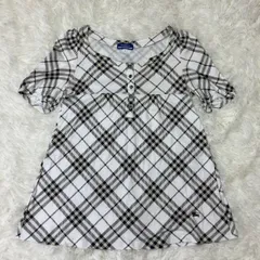 バーバリーブルーレーベル チュニック 半そで ノバチェック ホースロゴ 白 Mサイズ相当 ★お値段交渉を受け付けます。【A0138】