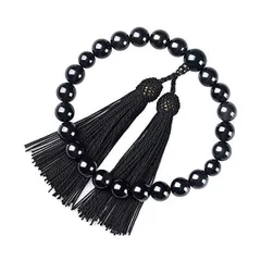 数珠 男性用 オニキス 数珠袋付き 正絹頭付房 念数珠 略式数珠 葬儀 法事 法要 葬式 念珠 お念珠 じゅず お数珠 (数珠袋付き)