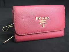 PRADA プラダ サフィアーノレザー 2連 キーケース 鍵入れ レディース ピンク系 DJ9636