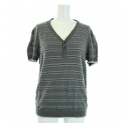 アルマーニ コレツィオーニ ARMANI COLLEZIONI ニット セーター 半袖 ボーダー ヘンリーネック 48 XXL グレー /TK ■GY06のサムネイル