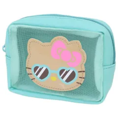 ハローキティ コスメポーチ メッシュポケット付マルチポーチ 日焼けシリーズ ミント サンリオ ケイカンパニー 小物入れ キャラクター グッズ 