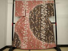 平和屋本店□極上 訪問着 駒刺繍 雪芝草花文 金彩 薄卵色地 三越扱い  