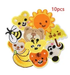 最短当日発送 黄色 男の子 女の子 物 アニマル 果物 フルーツ 乗り物 昆虫 かわいい ハート 魚 イルカ フラワー 花 刺しゅうワッペン アップリケ パッチ アイロン接着 刺繍 子供 幼稚園 保育園 キッズ ギフト 刺繍パッチ アイロン アイロンワッペン