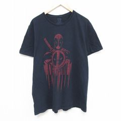 XL/古着 半袖 Tシャツ メンズ マーベル デッドプール コットン クルーネック 黒 ブラック 25may21 中古