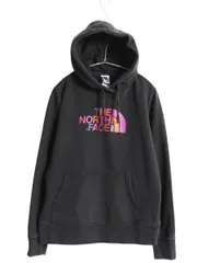 【お得なクーポン配布中!】 US企画 ノースフェイス プリント スウェット フード パーカー レディース L / 古着 アウトドア プルオーバー トレーナー 裏起毛 ブラック