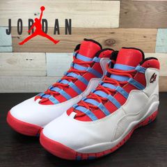 美品 NIKE AIR JORDAN 10 RETRO BG ナイキ エア ジョーダン 10 レトロ BG ホワイト レッド ブルー 24.5cm U10908 310806-114
