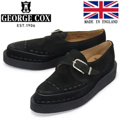 GEORGE COX (ジョージコックス) DIANO MONK 3976 V ラバーソール レザーシューズ 090 BLACK SUEDE UK5-約24.0cm