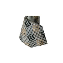 GIANNI VERSACE ジャンニ ヴェルサーチ ドット 小紋 ストライプ柄 シルク ワイド ネクタイ ブラック ベージュ ビジネス メンズ イタリア製 当時物