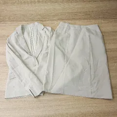 ◇ WHITE JOOLA シンプル きれいめ セットアップ ひざ丈 スカートスーツ サイズ9R グレージュ レディース E  【1405140027396】