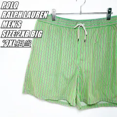 【US古着】POLO RALPH LAUREN　ポロラルフローレン　ストライプ柄　ショートパンツ　メンズ　サイズ表記2XB BIG　3XL相当　ライムグリーン×マルチカラー