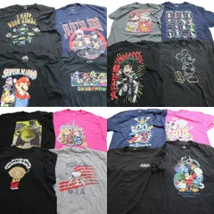 古着卸 まとめ売り キャラクター 半袖Tシャツ 16枚セット (メンズ 2XL /3XL ) ミッキー スヌーピー シュレック ヒロアカ 中古 古着 MY9720